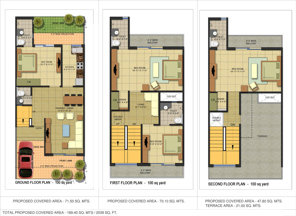 Gaur Yamuna City Villas 2039 SQFT Floor Plan