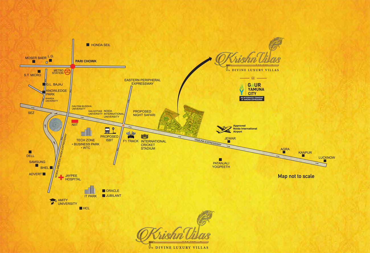 Gaur Yamuna City Krishna Villas Location Map