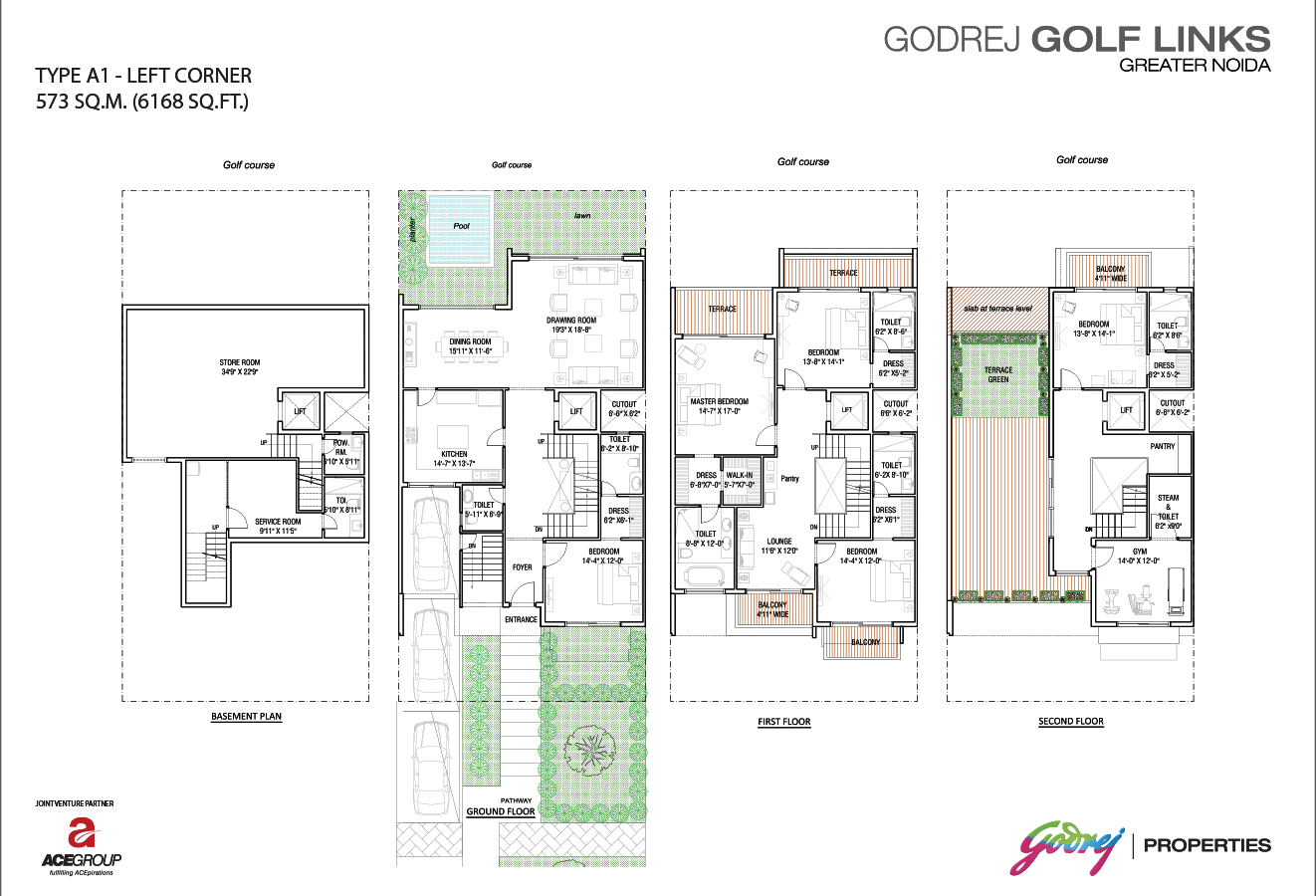 Godrej Crest Villas type-A1 Left Corner 6168 sqft