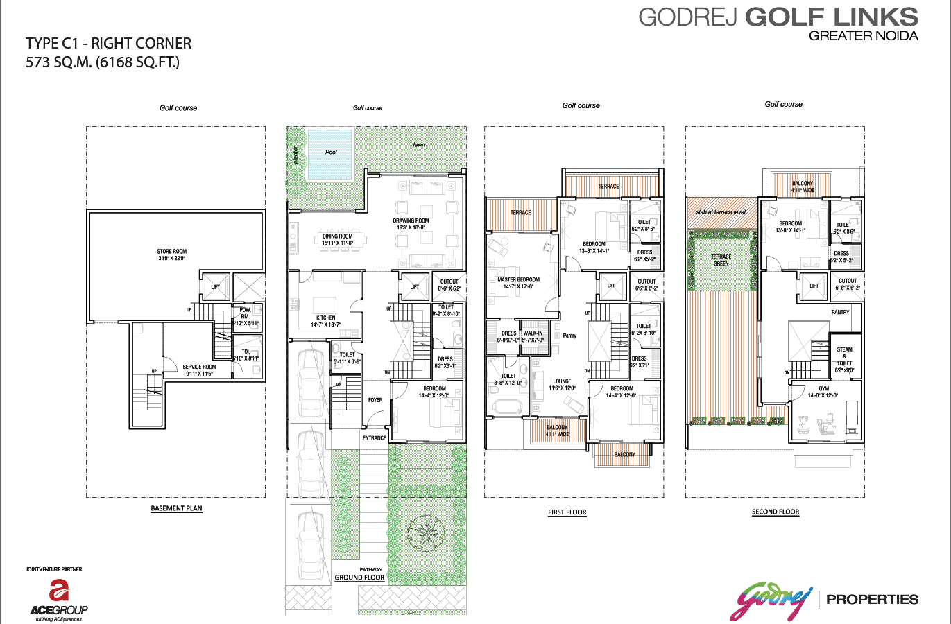 Godrej Crest Villas type-C1 Right Corner 6168 sqft