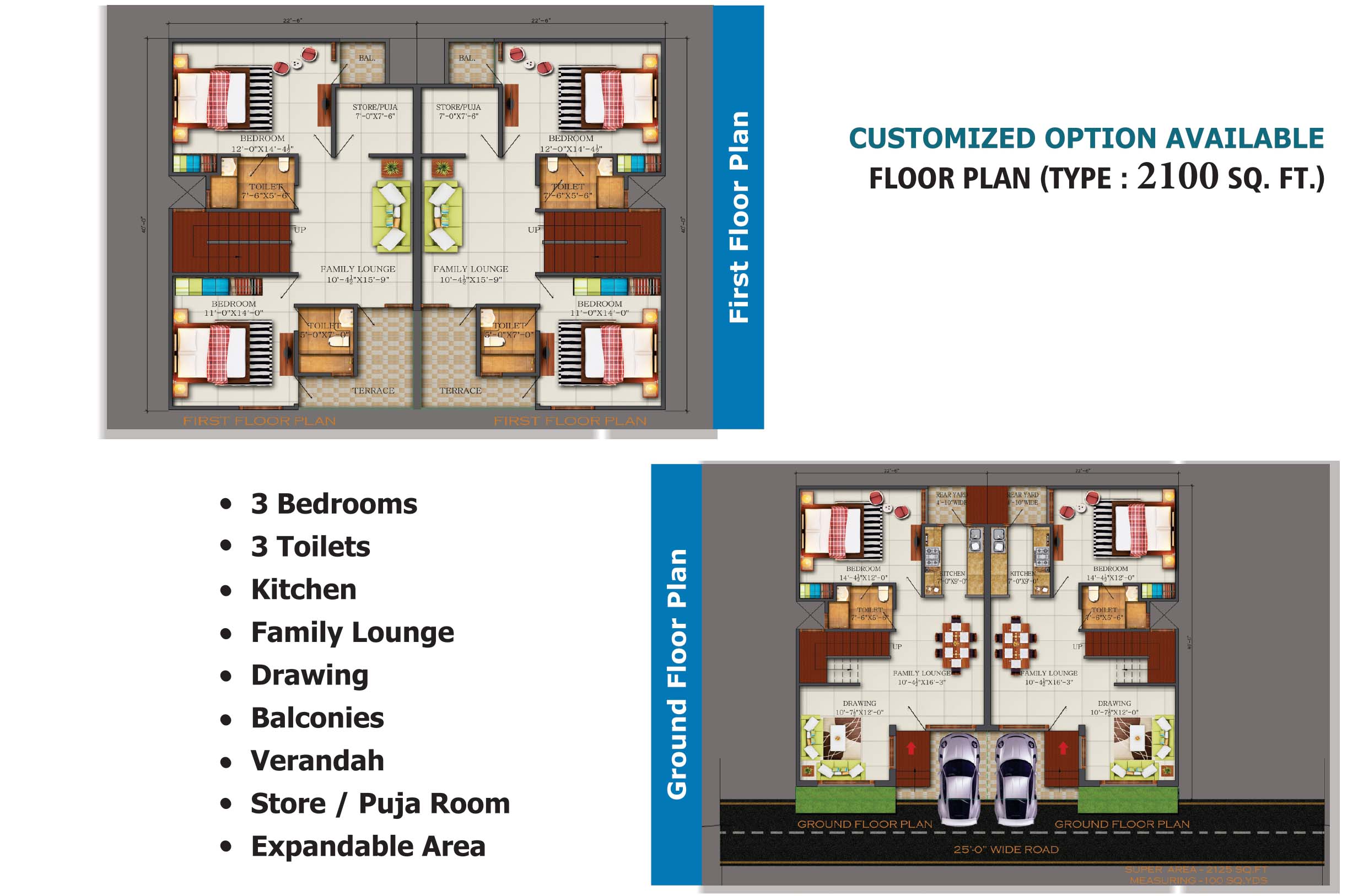 Green Villa 2 4bhk 2100  SQFT Floor Plan