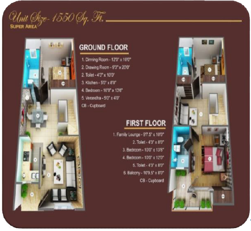 kamakhya villas floor plan 1550 sqft