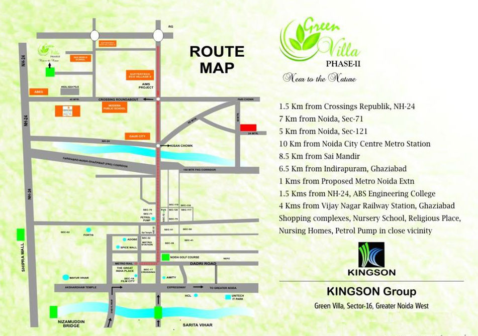 Kingson Green Villa Location Map