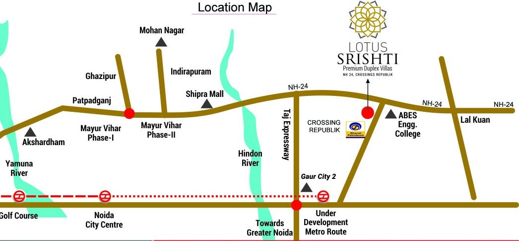 Lotus Srishti Villa Location Map