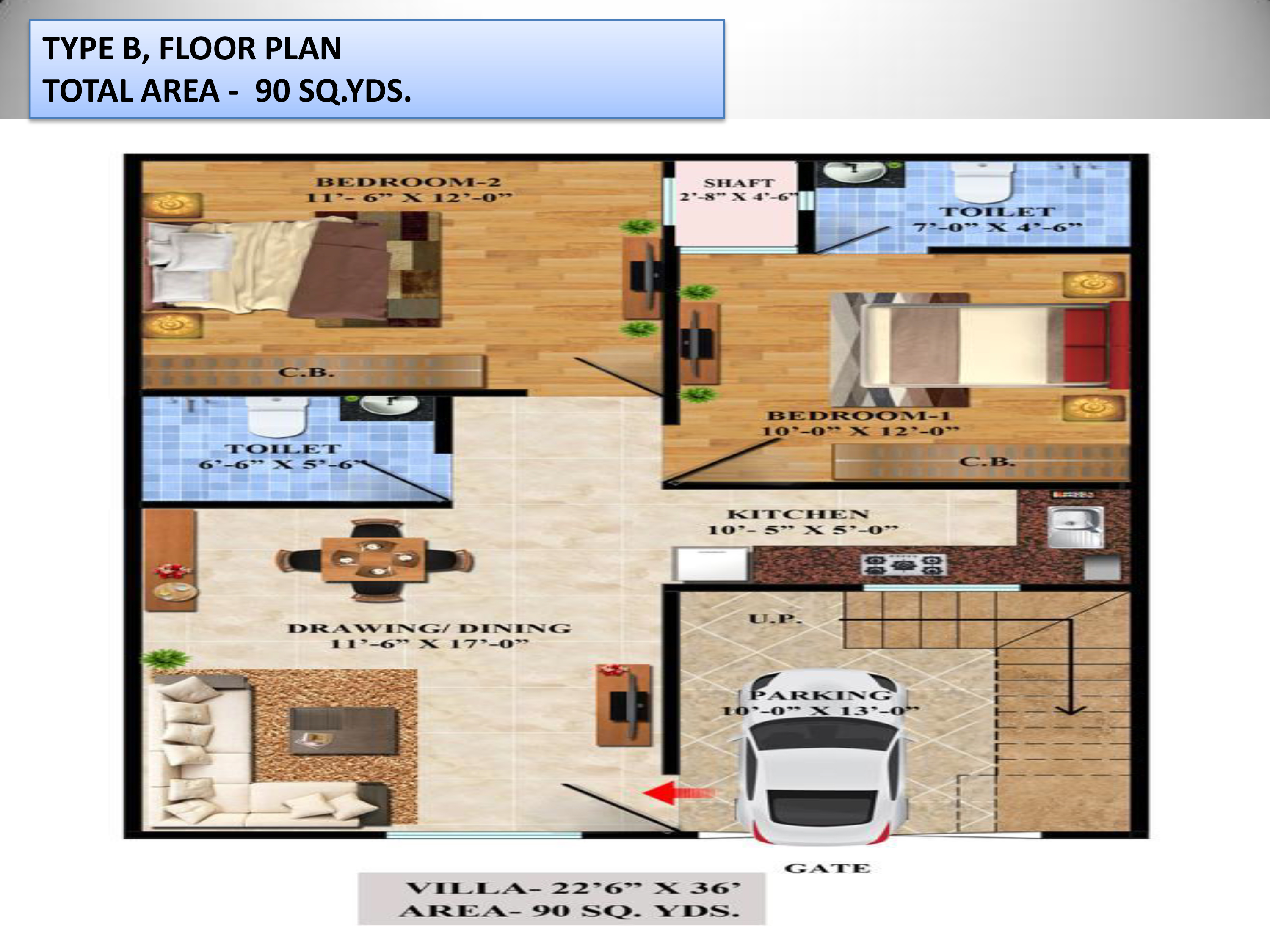 Sindhuja Valley Villa Floor Plan 90 sq.yds